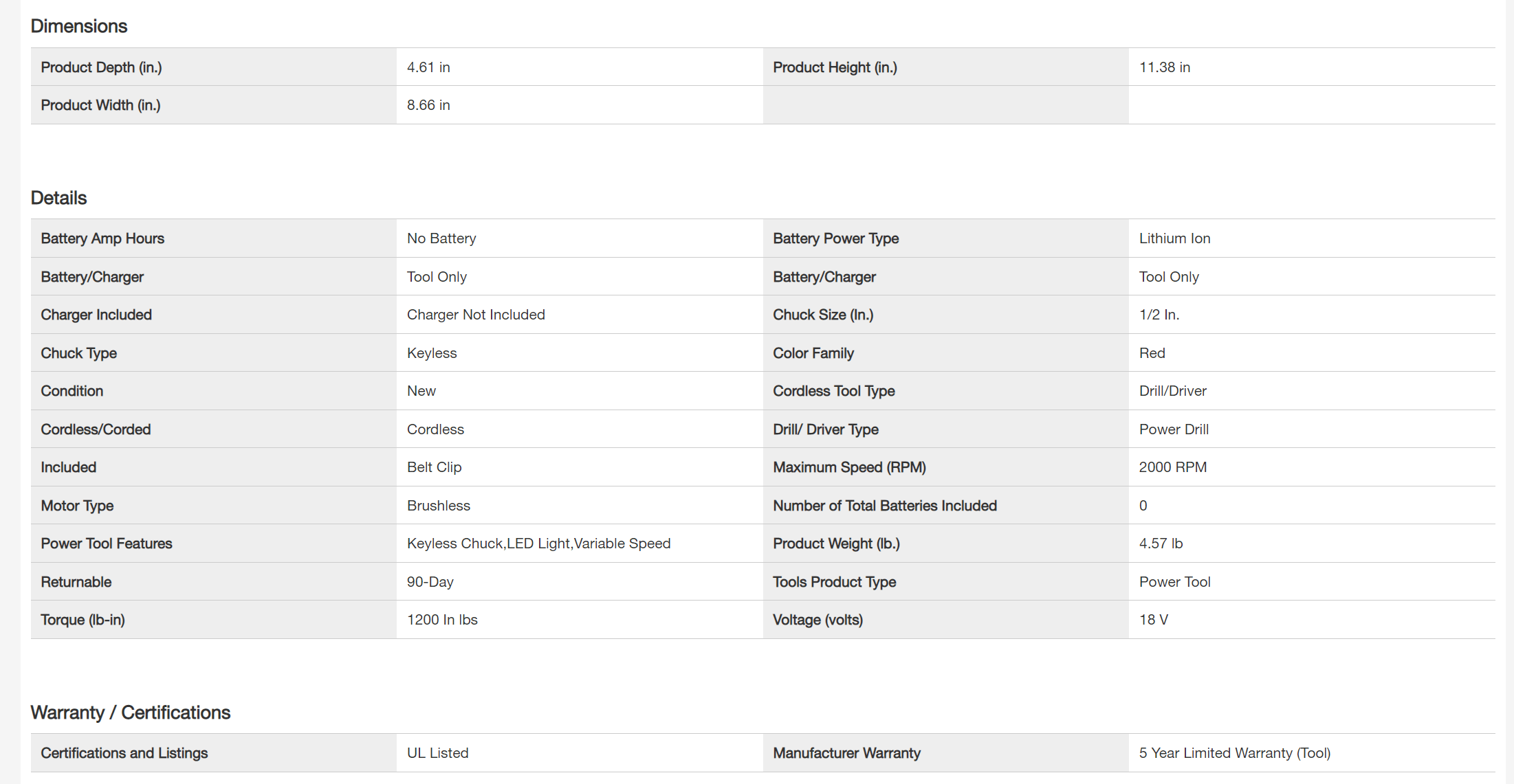 Milwaukee 2803-20 M18 FUEL 18-Volt Lithium-Ion Brushless Cordless 1/2