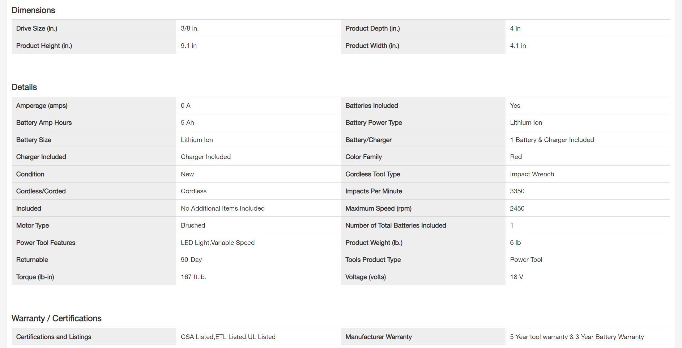 Milwaukee 2658-20-48-59-1850 M18 18V Lithium-Ion Cordless 3/8 In