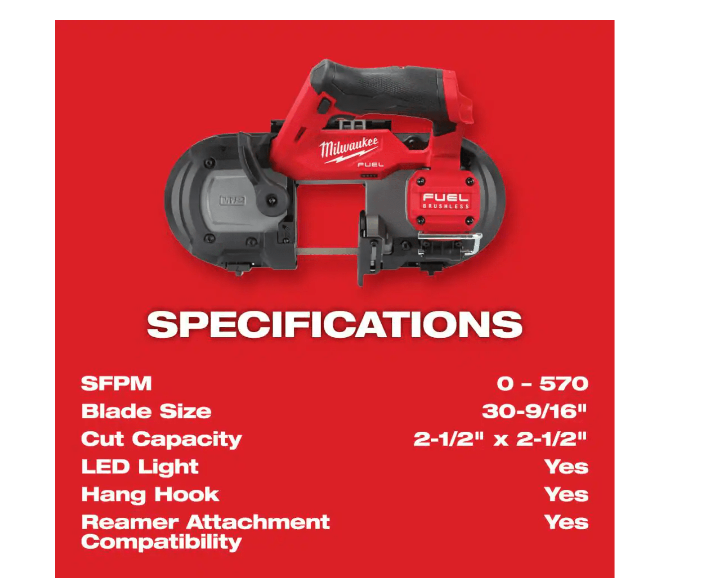 Milwaukee Band Saw 252920 M12 FUEL 12V LithiumIon Cordless Compact