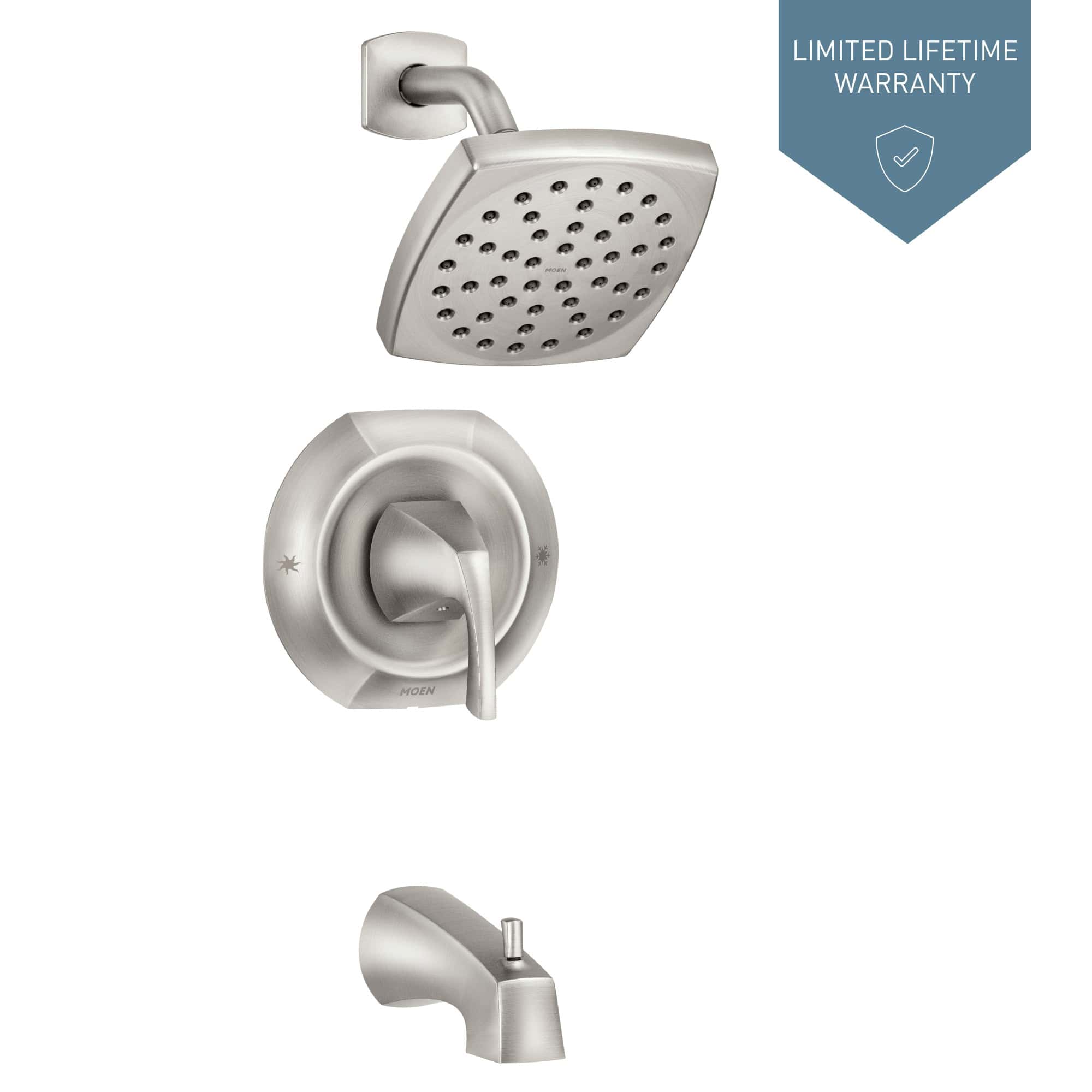 Moen Lindor Shower Head, Handle, And Tub Spout, Spot Resist Brushed