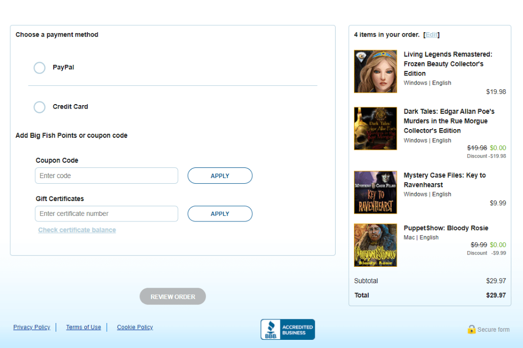 Buy One, Get One Big Fish Games Help