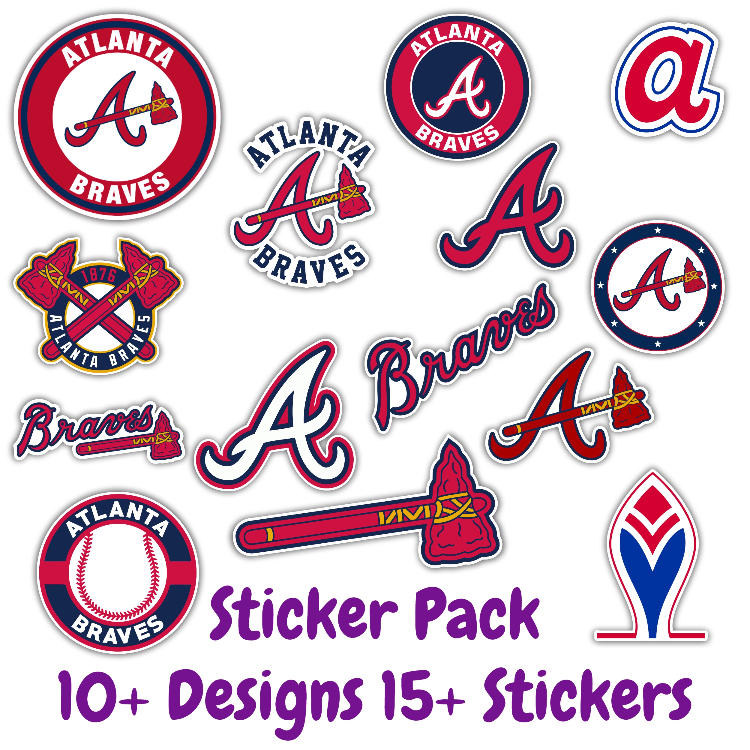 Atlanta Braves Sticker Pack; Hydroflask decal ; Laptop Decal ; Yeti