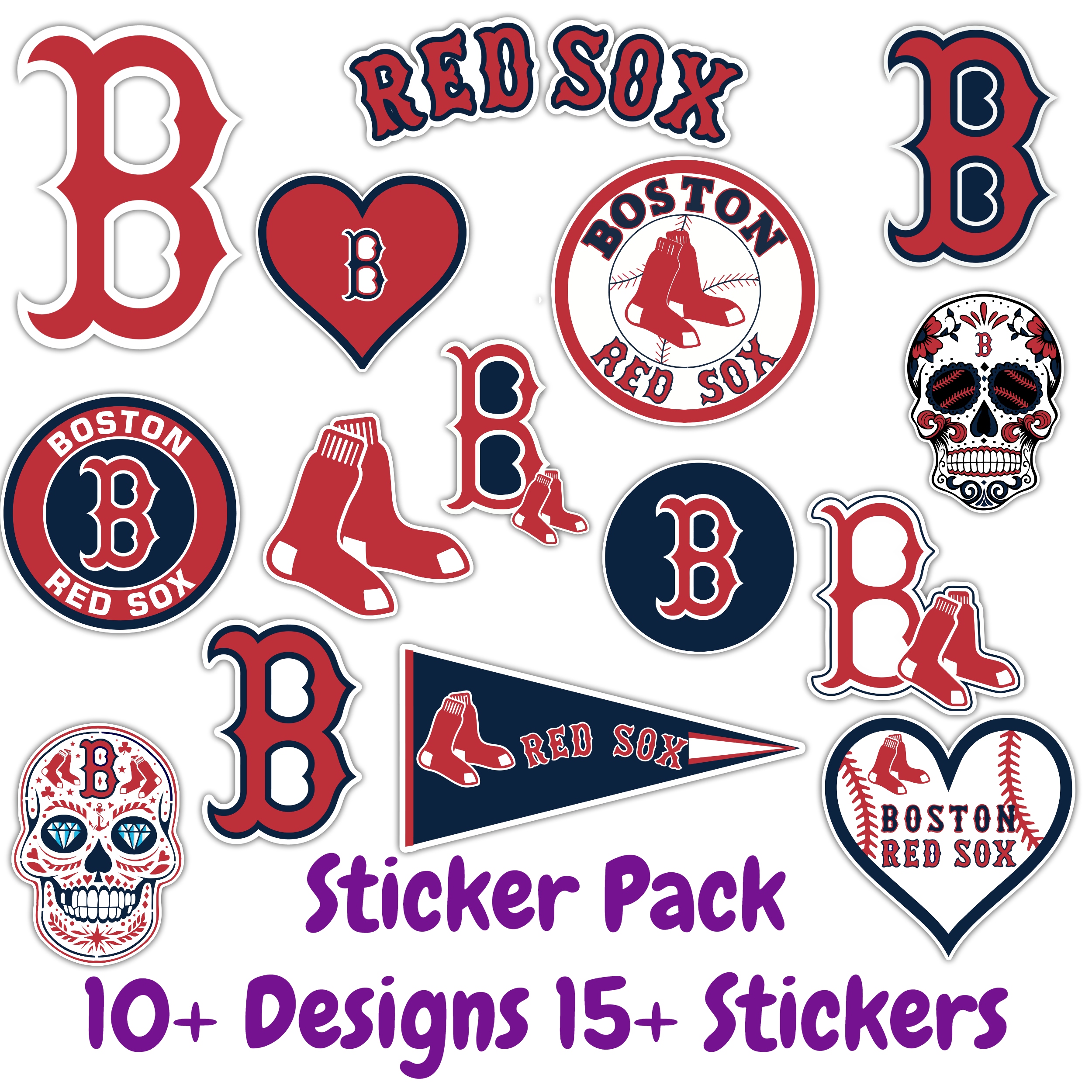 Boston Red Sox Sticker Pack; Hydroflask decal ; Laptop Decal ; Yeti