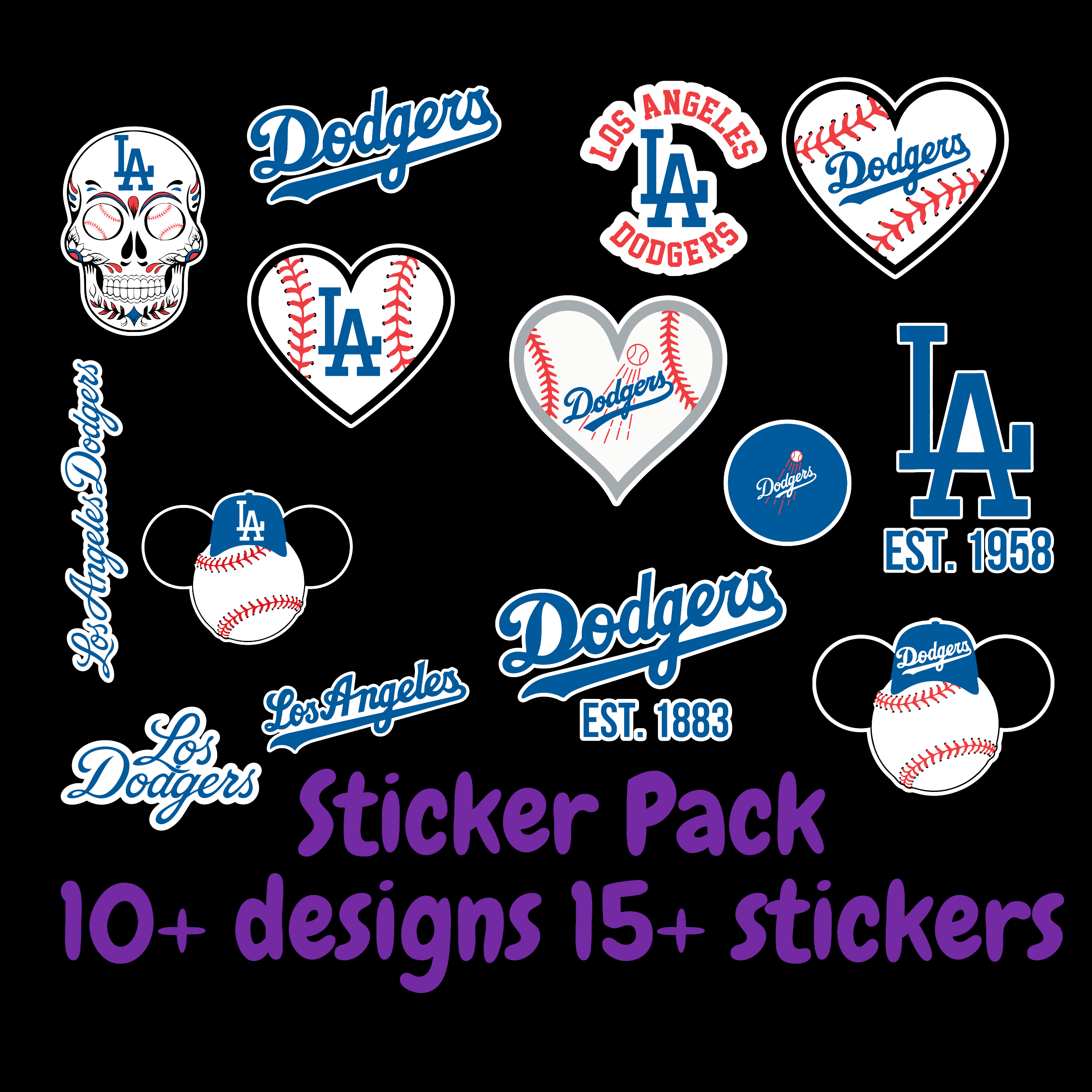 Los Angeles Dodgers Sticker Pack Laptop Decal Yeti Decal Cell phone