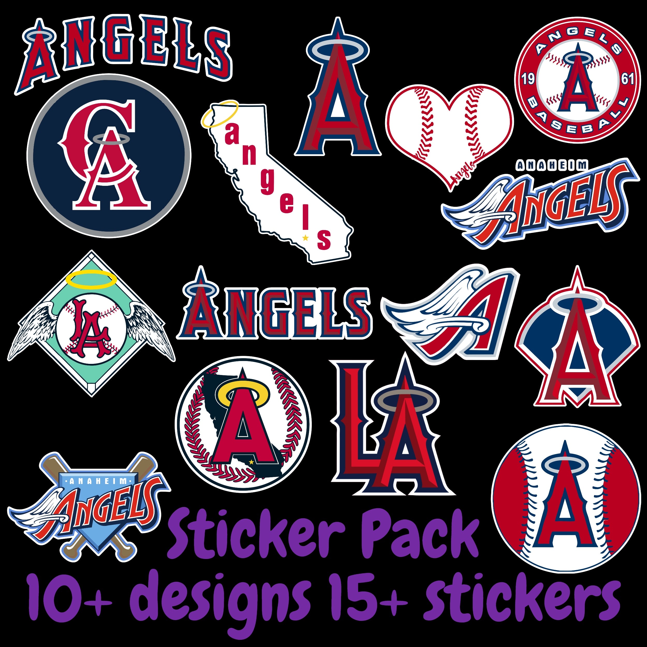 Los Angeles angels Sticker Pack; Hydroflask decal ; Laptop Decal ; Yeti