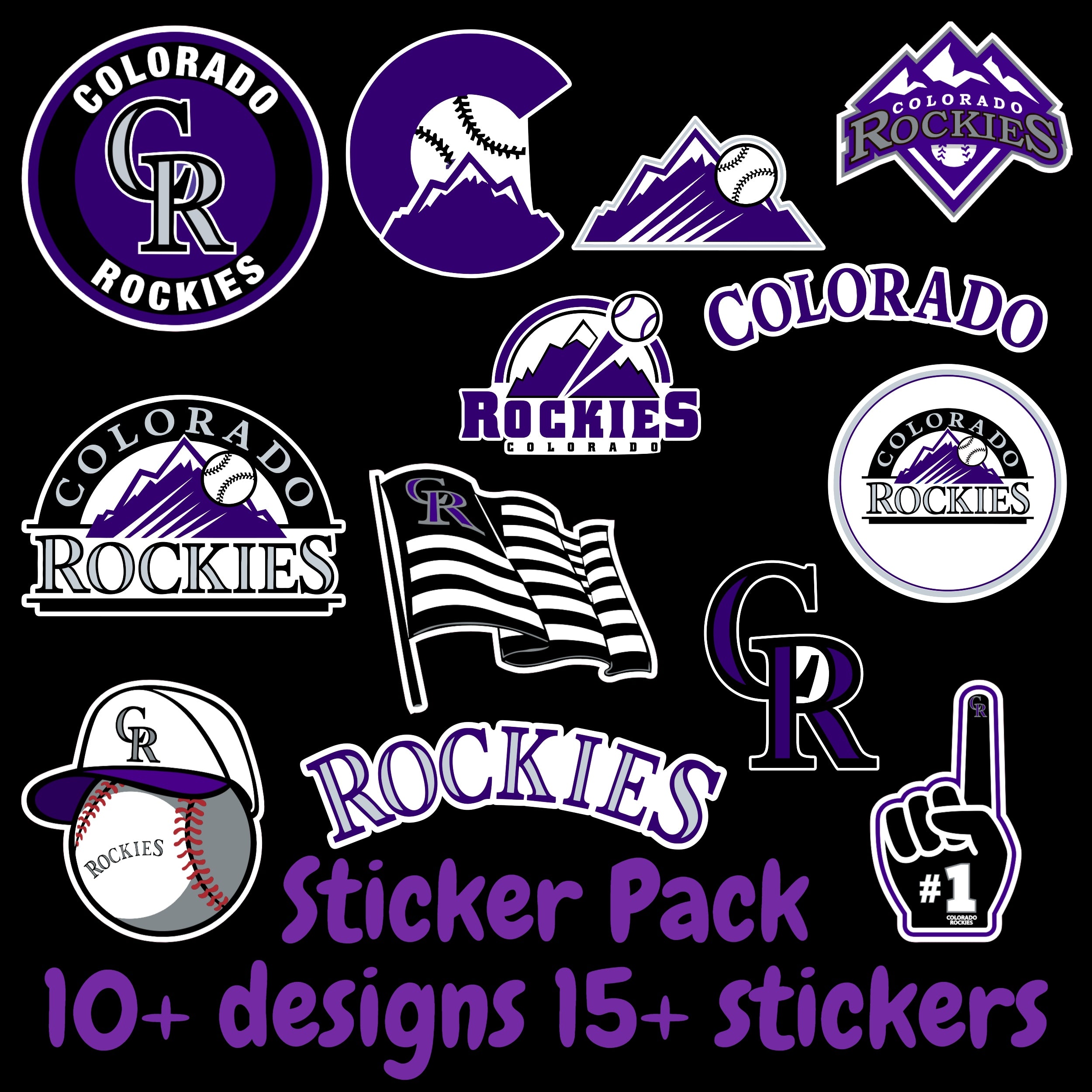 Colorado Rockies Sticker Pack; Hydroflask decal ; Laptop Decal ; Yeti