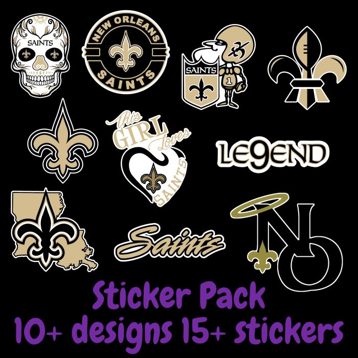 New Orleans Saints Sticker Pack; Hydroflask decal ; Laptop Decal ; Yeti