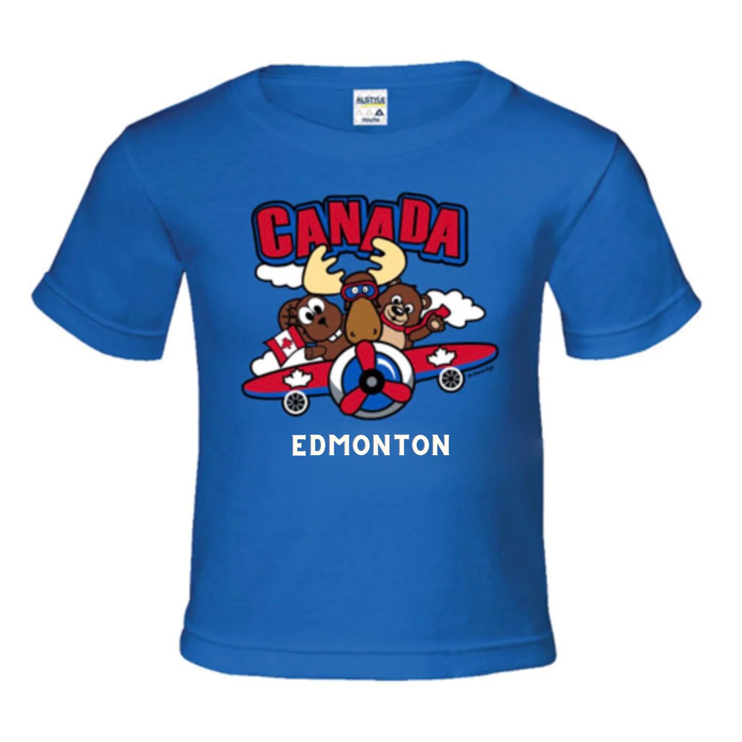 Edmonton Tshirt Kids Royal Blue Canada Pilots Premium Quality