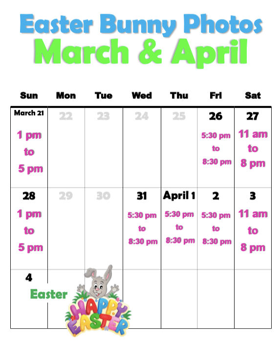 The Easter Bunny Is Coming to Town! Biggs Park Mall