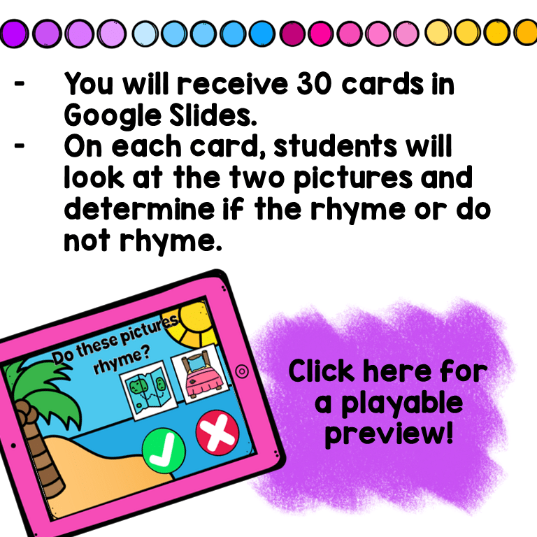 Summer End of Year Rhyming Words Boom Cards™ Kindergarten June Task