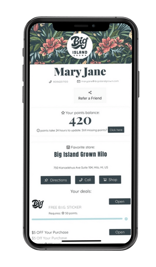 Loyalty Rewards Big Island Grown