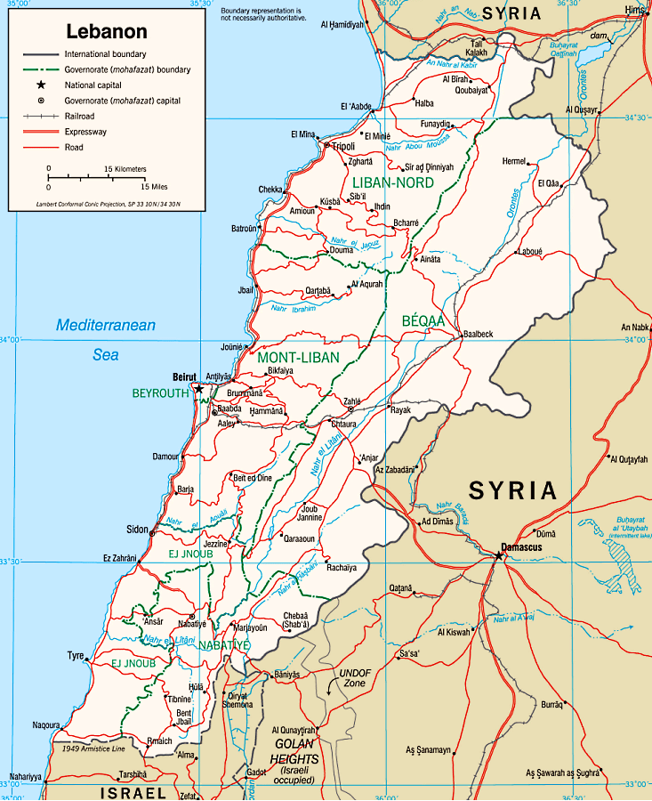 Karte von Libanon / Libanon karte online / Wissenswertes