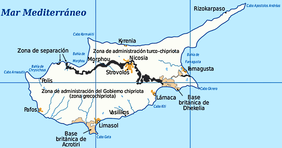 Mapa de Chipre datos interesantes e información sobre el país