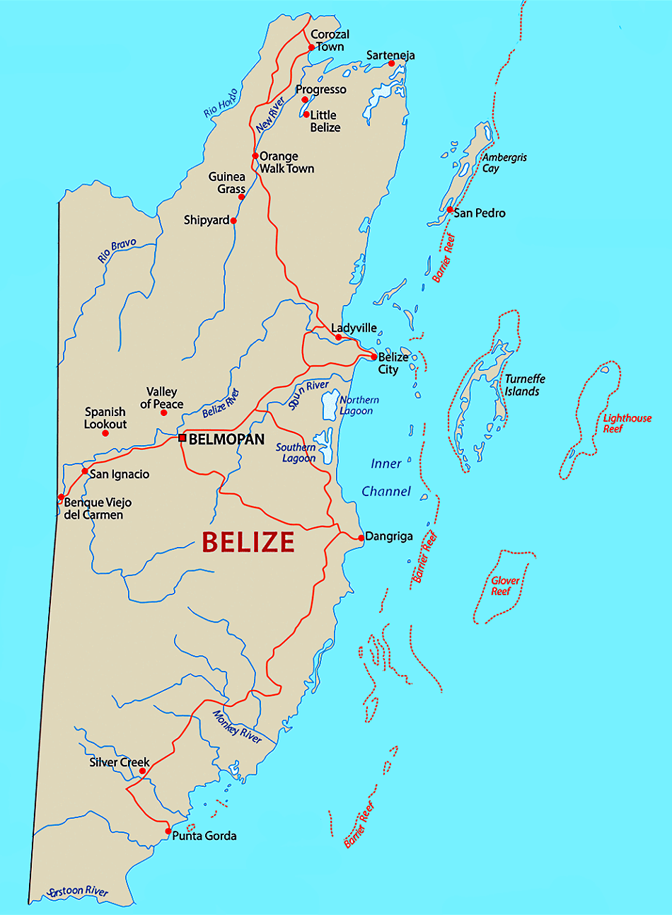 Mapa de Belice datos interesantes e información sobre el país