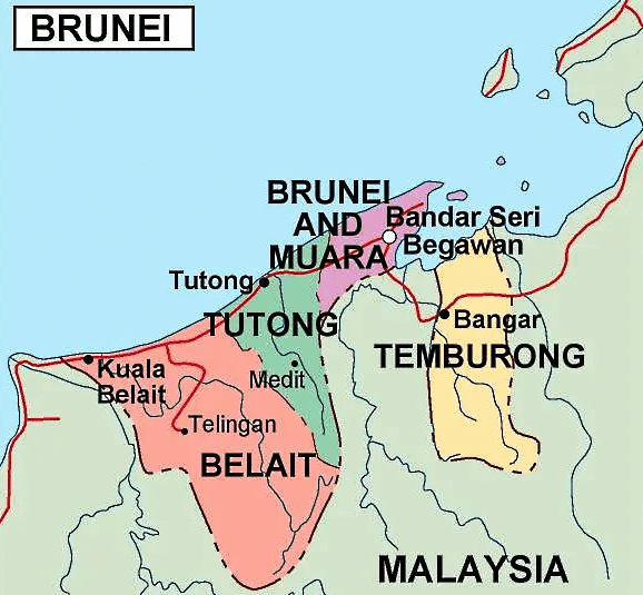 Mapa de Brunei datos interesantes e información sobre el país
