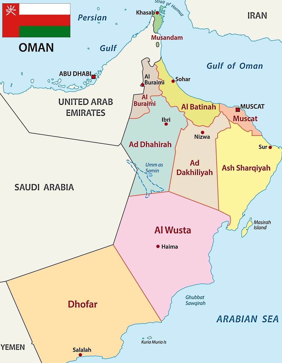 Mapa de Omán datos interesantes e información sobre el país