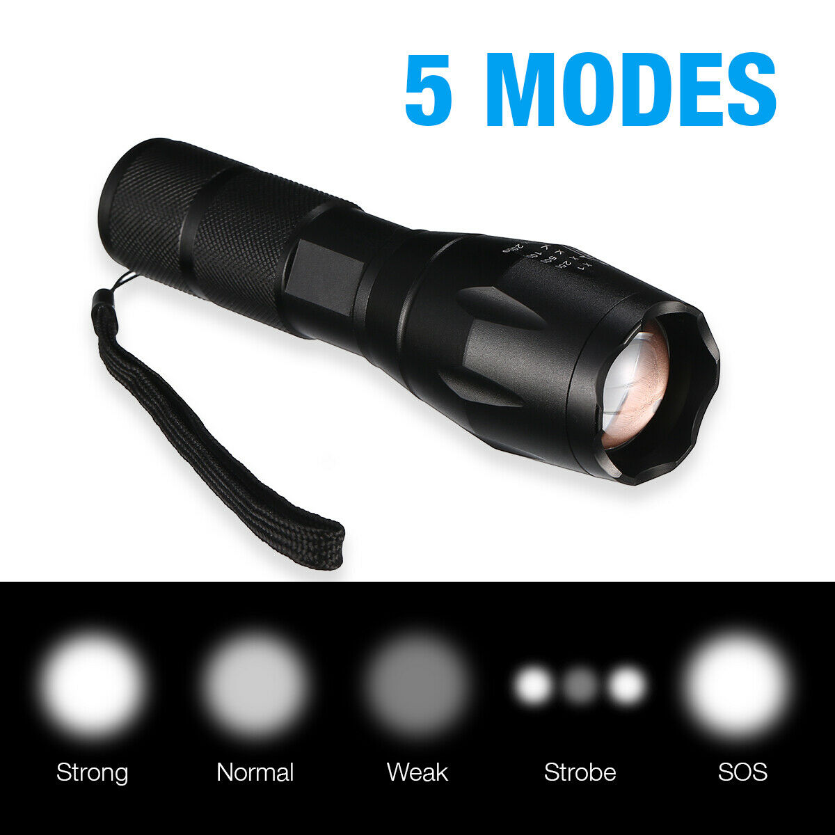 2000lm LED Waterproof Flashlight Focusable 3 Modes "MiniTorchX"