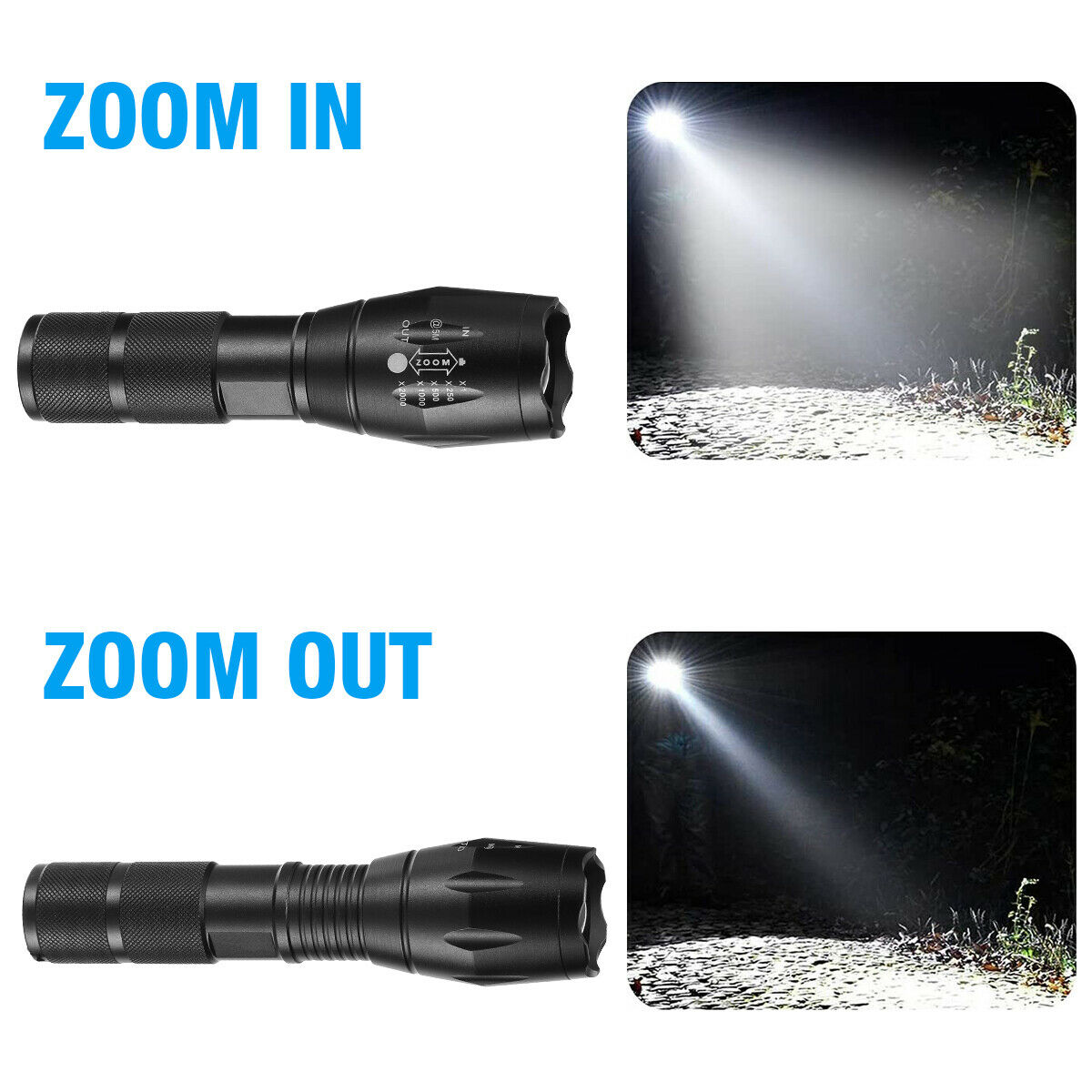 2000lm LED Waterproof Flashlight Focusable 3 Modes "MiniTorchX"