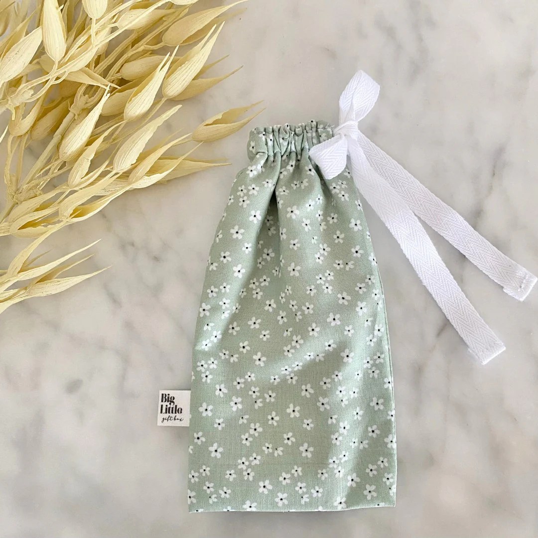 Gift Bag NZ Mint Floral Drawstring Bag NZ Delivery Drawstring Bag
