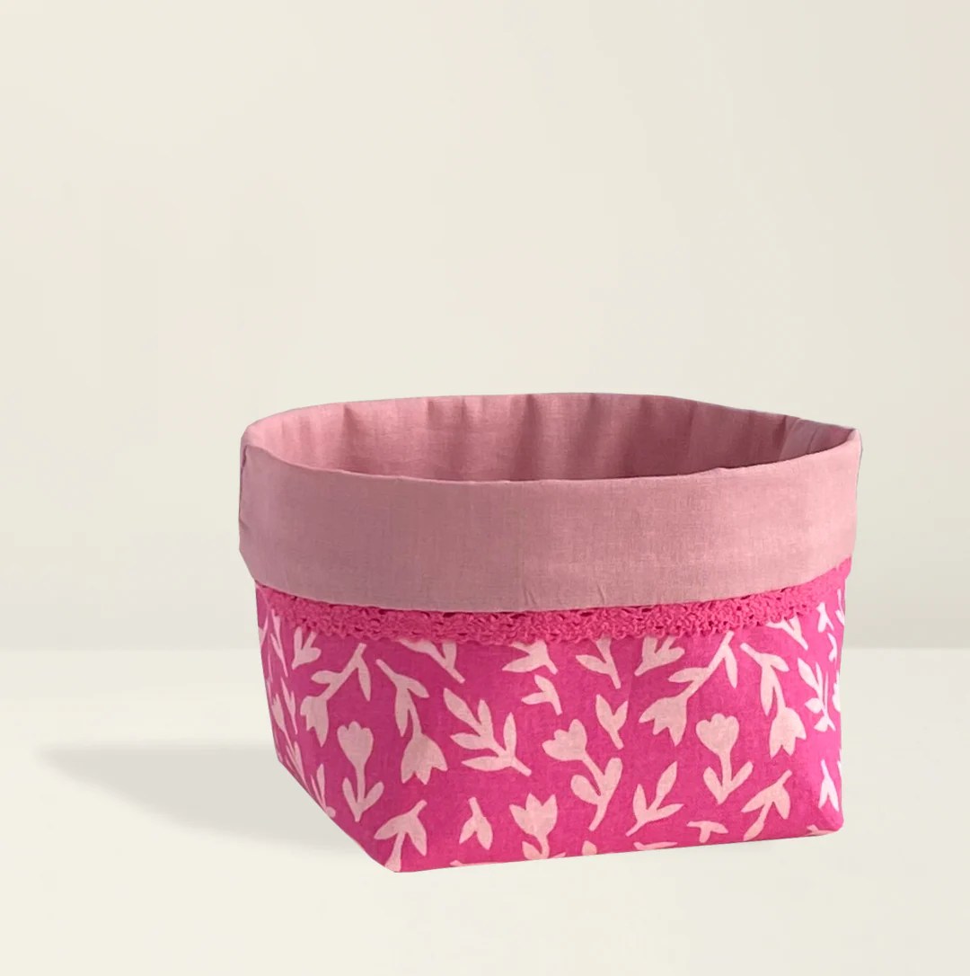 Gift Box NZ Fabric Box in Fuchsia Pink with Lace Big Little Gift Box