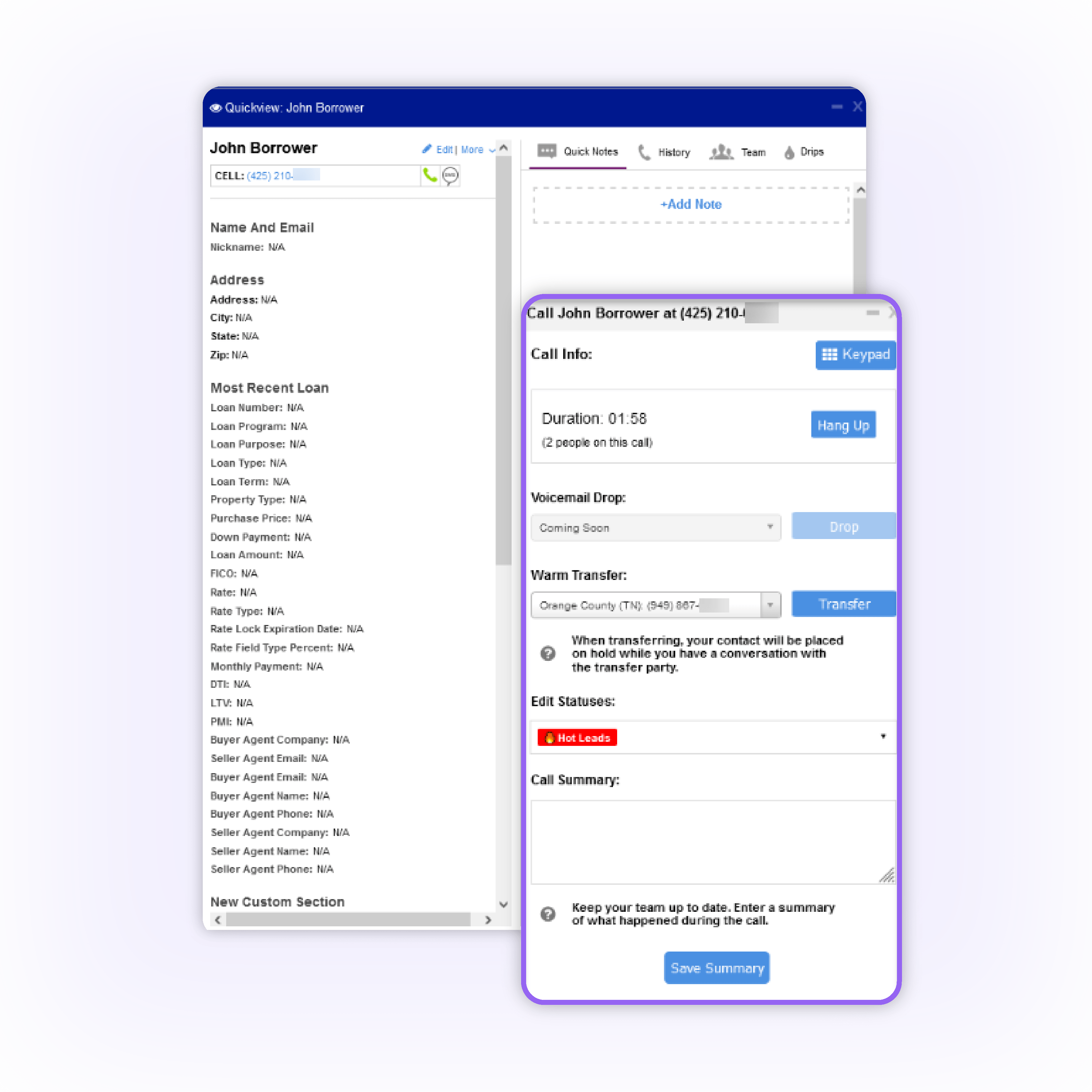 Power Dialer Learn Big Purple Dot