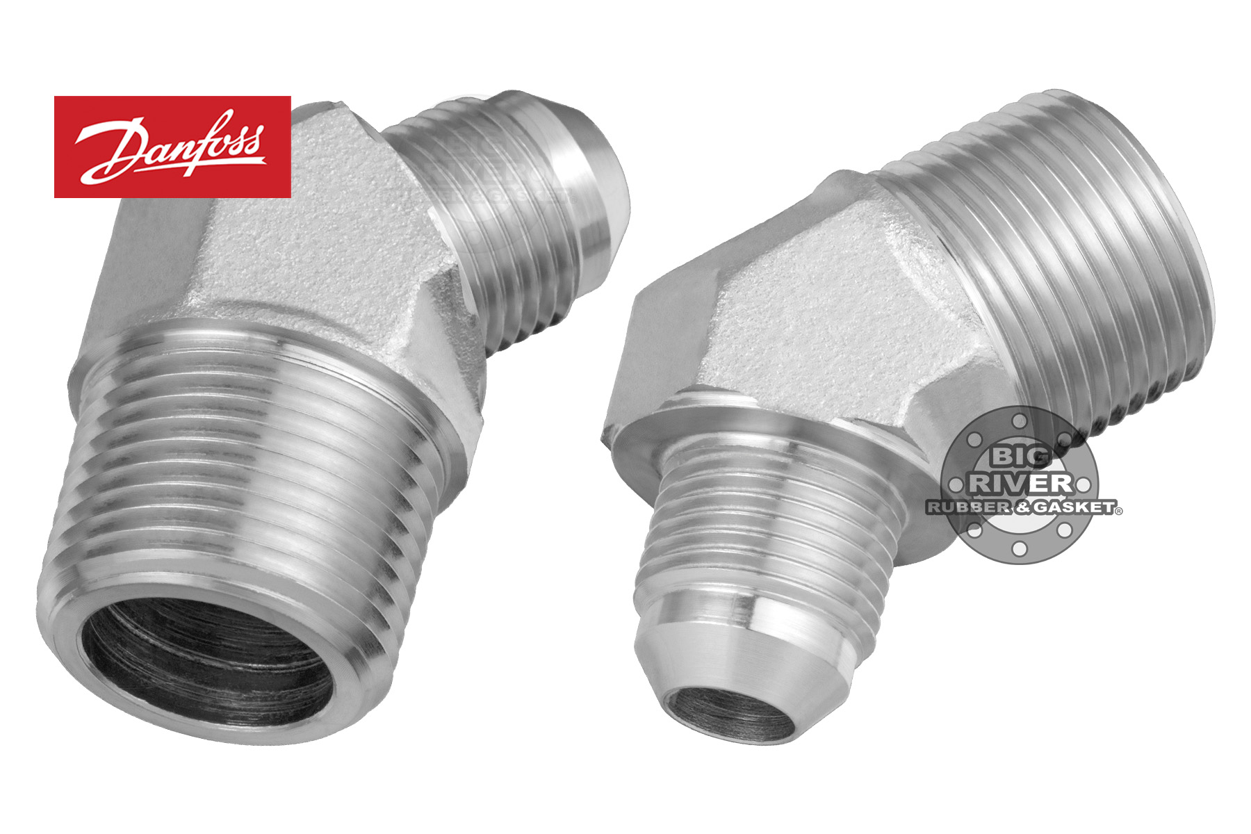 2023128S Eaton Pipe to 37° Flare 45° Elbow Adapter Big River Rubber