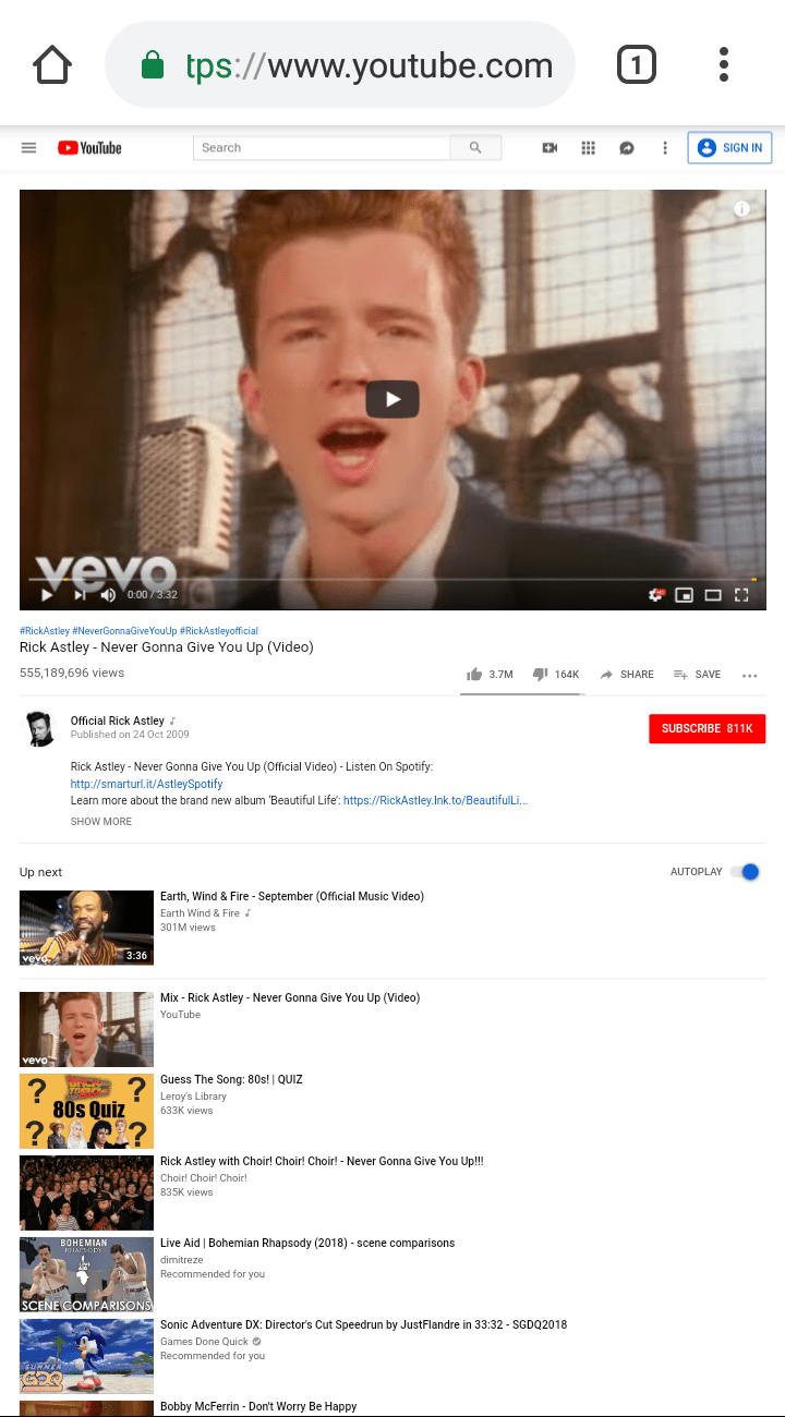 YouTube desktop on Android