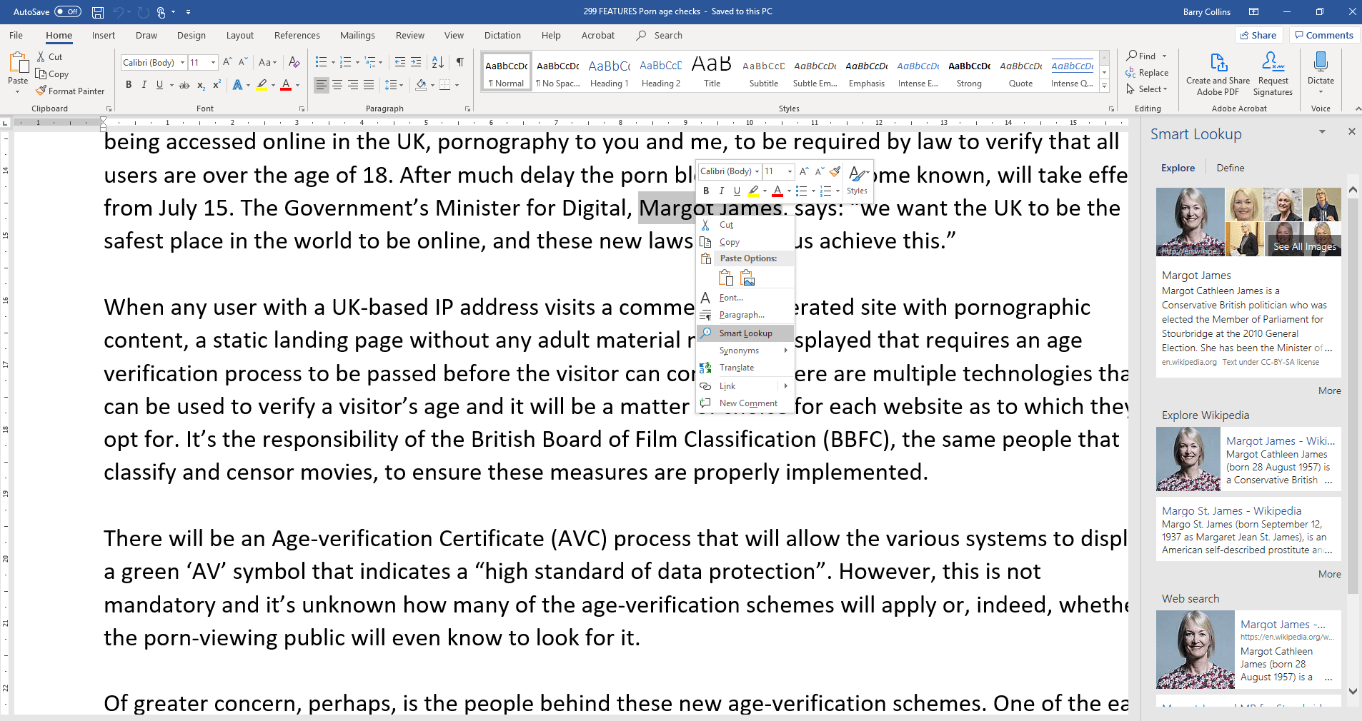 Best Microsoft word features: smart lookup