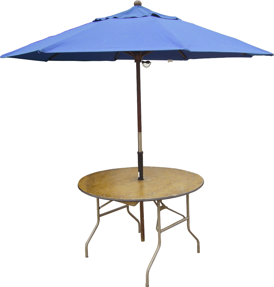 48" round table with optimal umbrella attachment hardware installed