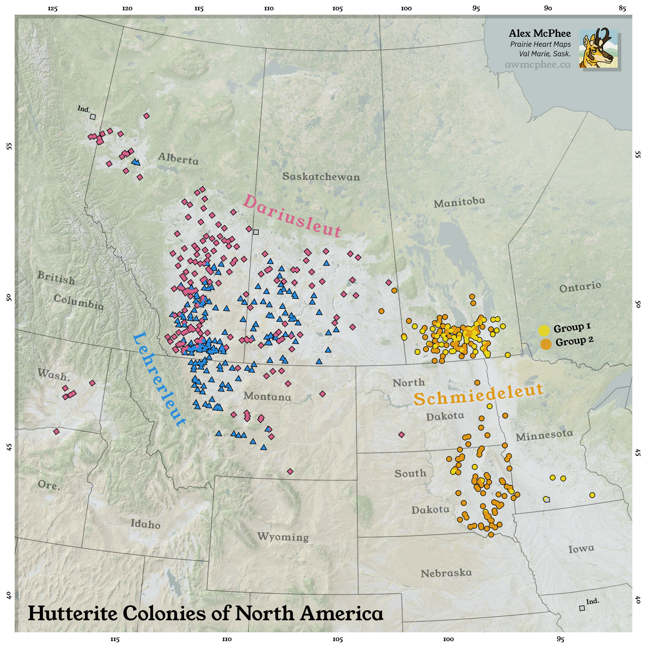 Map of Hutterite colonies shows religion and evolution Big Think