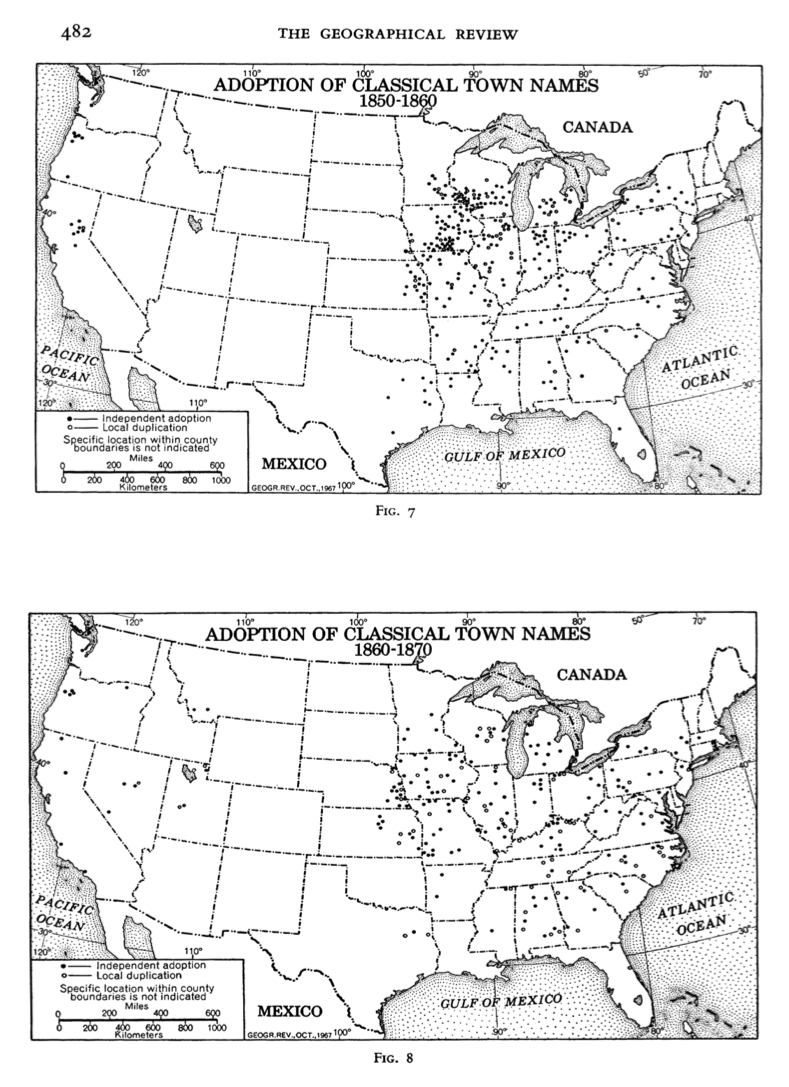 A map of classical town names in the U.S. Big Think