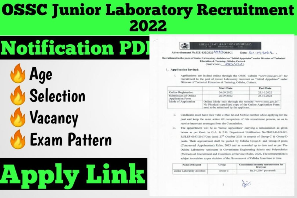 OSSC Junior Laboratory Assistant Recruitment 2022 64 Jr Lab Assistant Posts On Offer