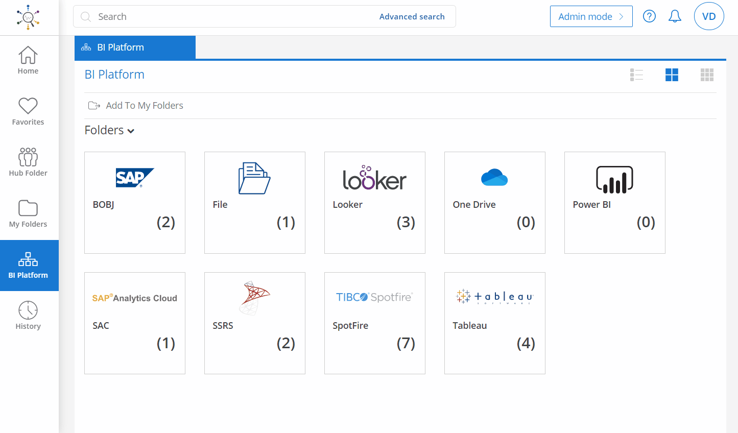 Easy Access All your BI Assets from Multiple Platforms BI Hub