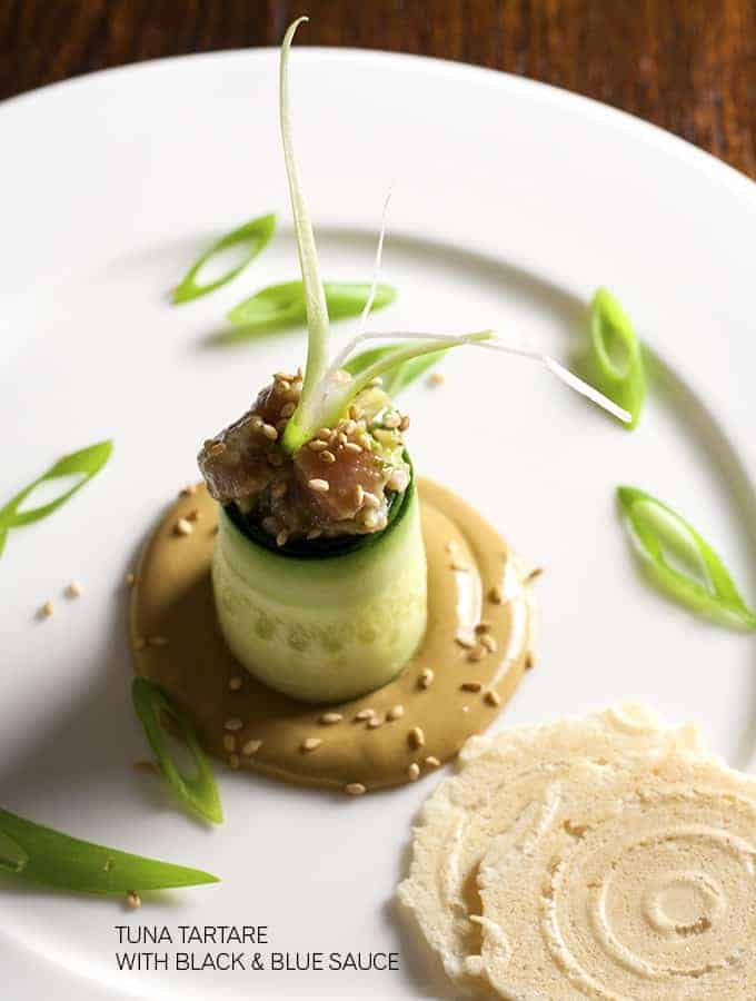 Tuna Tartare with Black & Blue Sauce Bijouxs Little Jewels from the