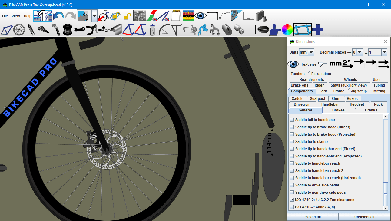 Toe Overlap (ISO standard) www.bikecad.ca