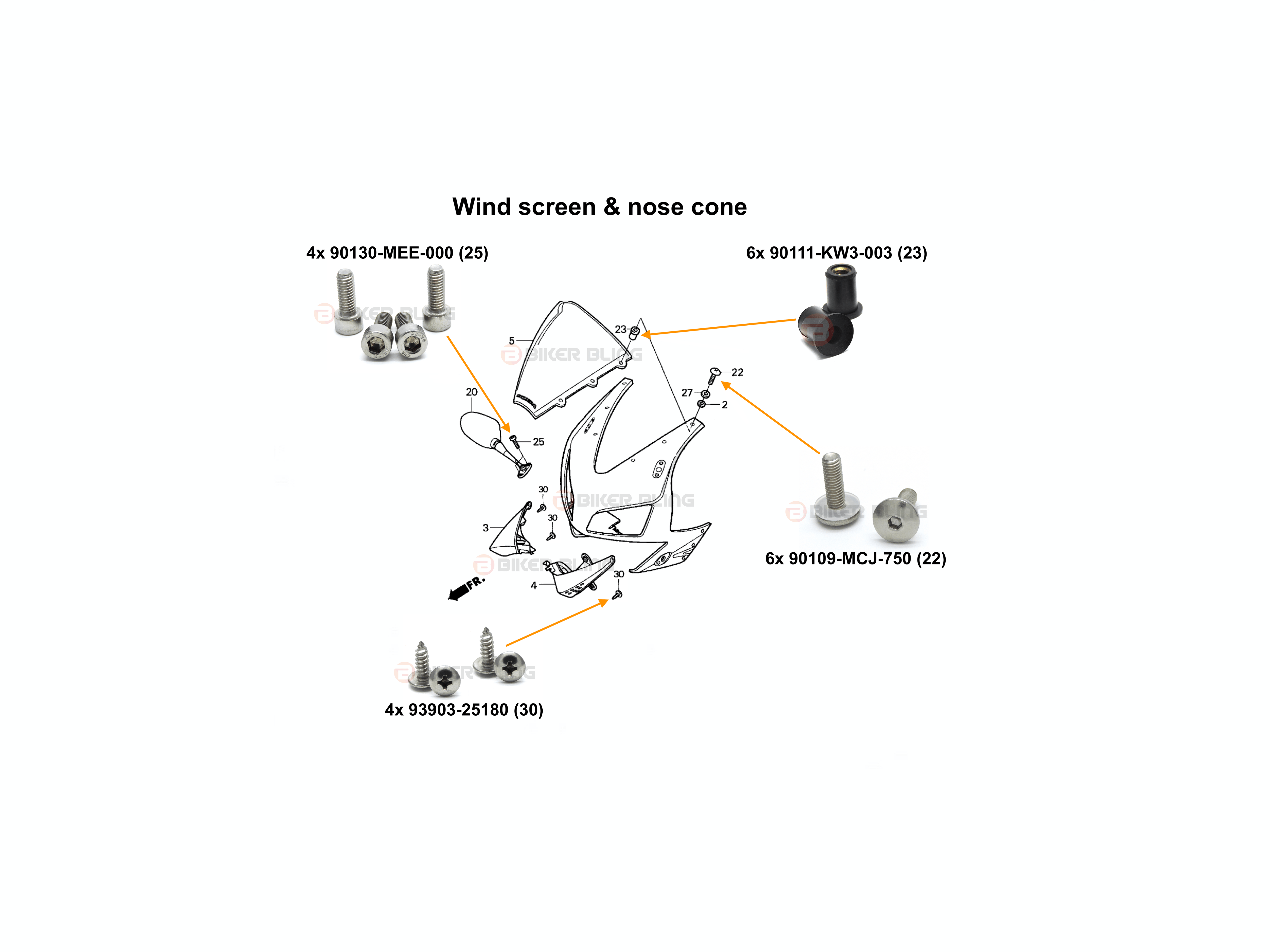 Effortless Shopping Gold Fairing Bolt Kit body screw Clip For Honda