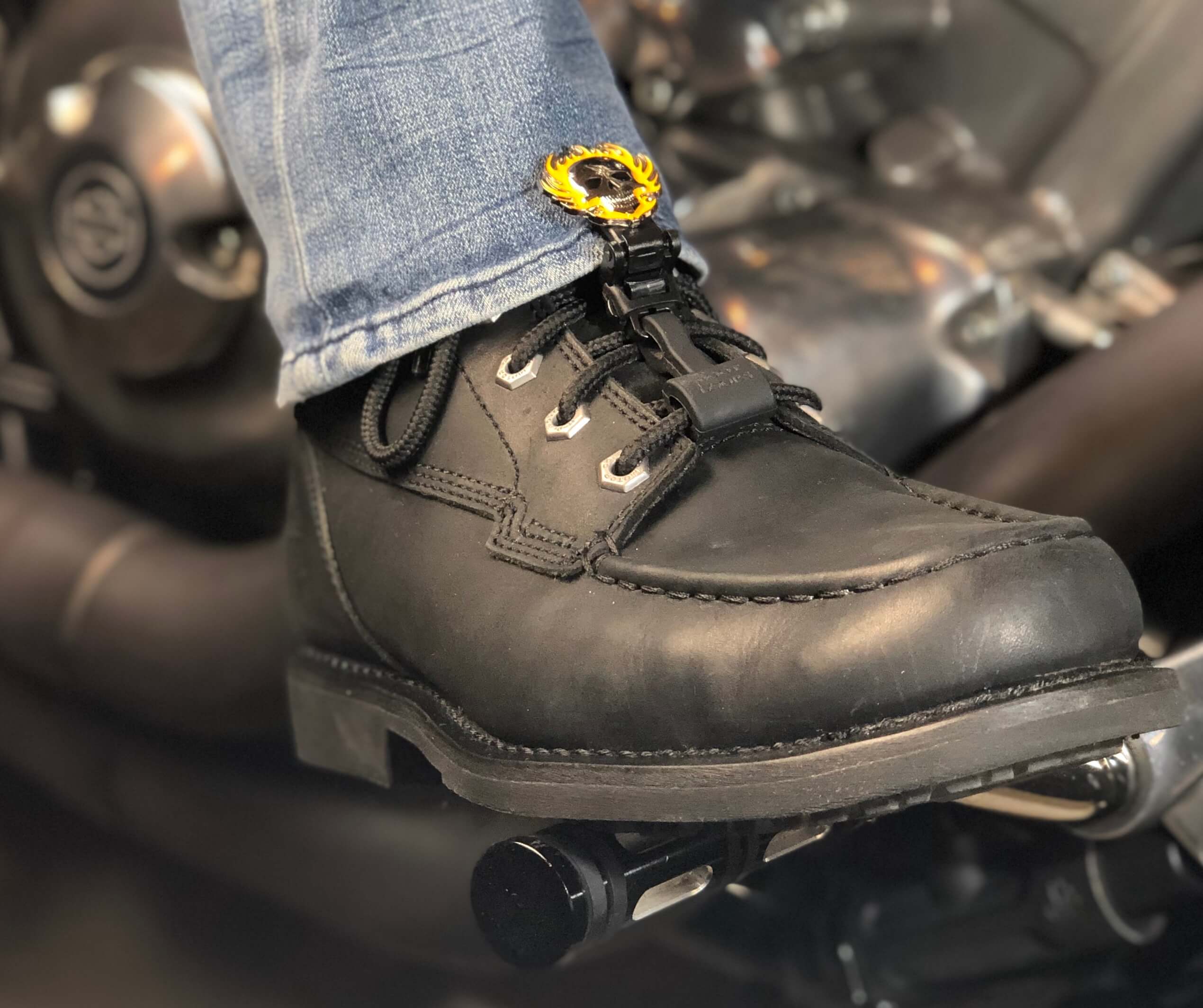 Flaming Skull BootLoops Set Biker Boot Straps