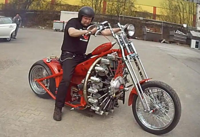 Red Baron Motorcycle: Airplane Engine Powered Bike - Biker Digital