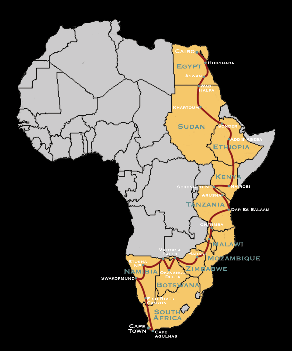 Africa Map Where Is Cario 75 Day Cairo To Capetown Motorcycle Tour BikersCurve