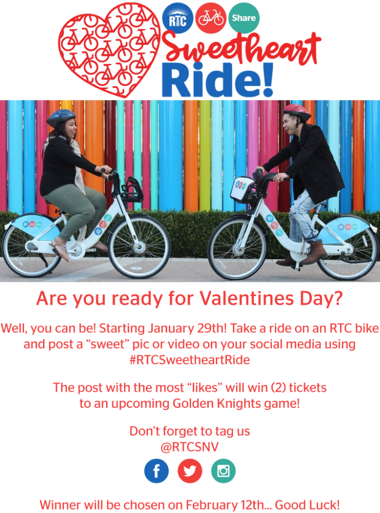 RTC Bike Share introduces “Sweetheart Ride” contest just in time for
