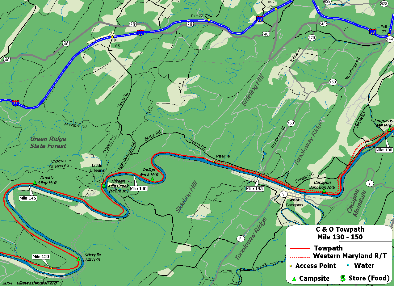 The C&O Canal Bicycling Guide Mile 130 thru 150