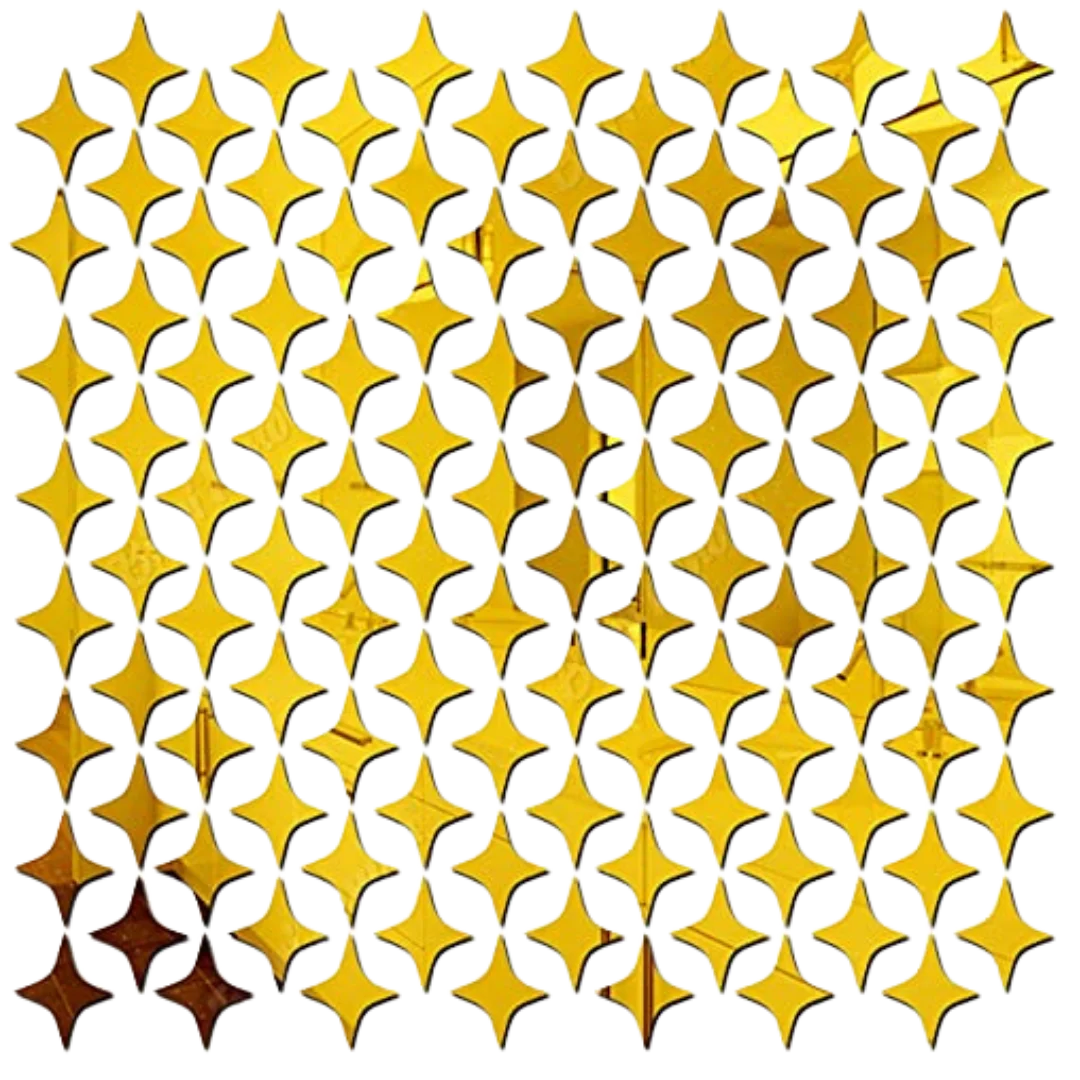 300 Square Golden Decorative Mirror Stickers For Wall Bikri Kendra