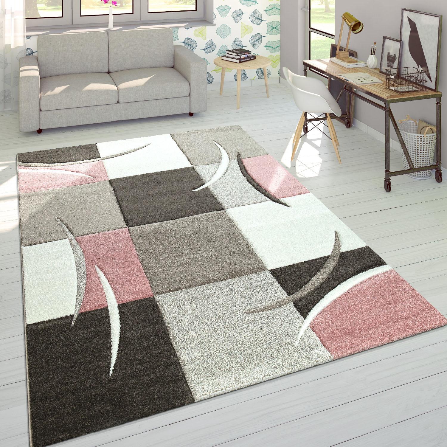 Paco Home Teppich »Lara 235«, rechteckig, 18 mm Höhe, karierter