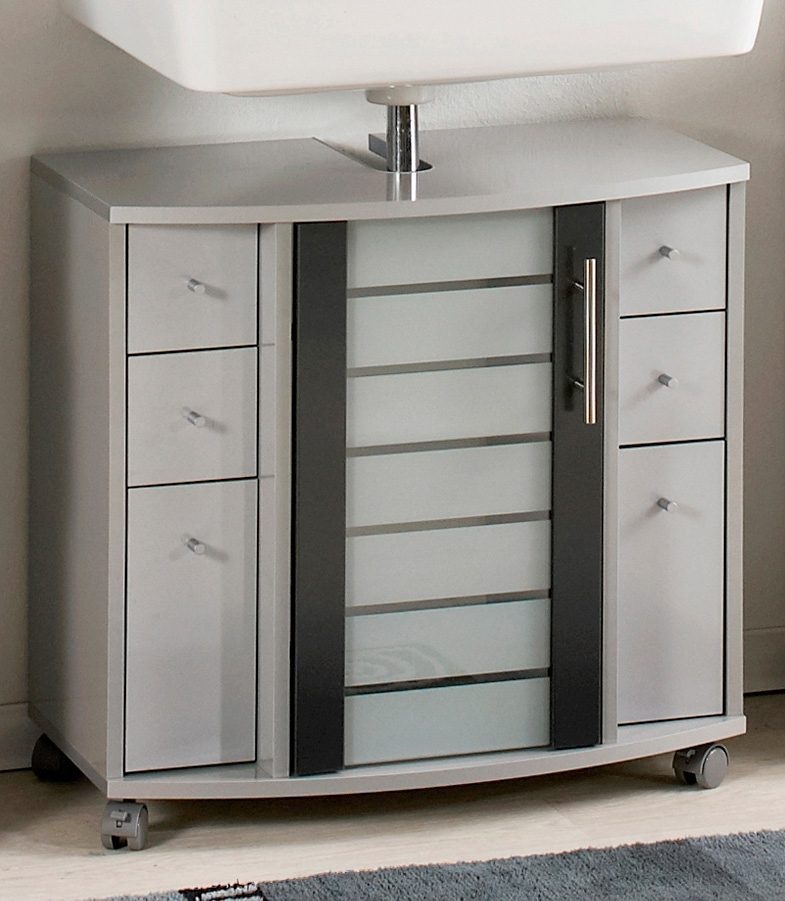 Schildmeyer Waschbeckenunterschrank »Nikosia«, Höhe 63 cm, mit Glastür, 4 Schubladen