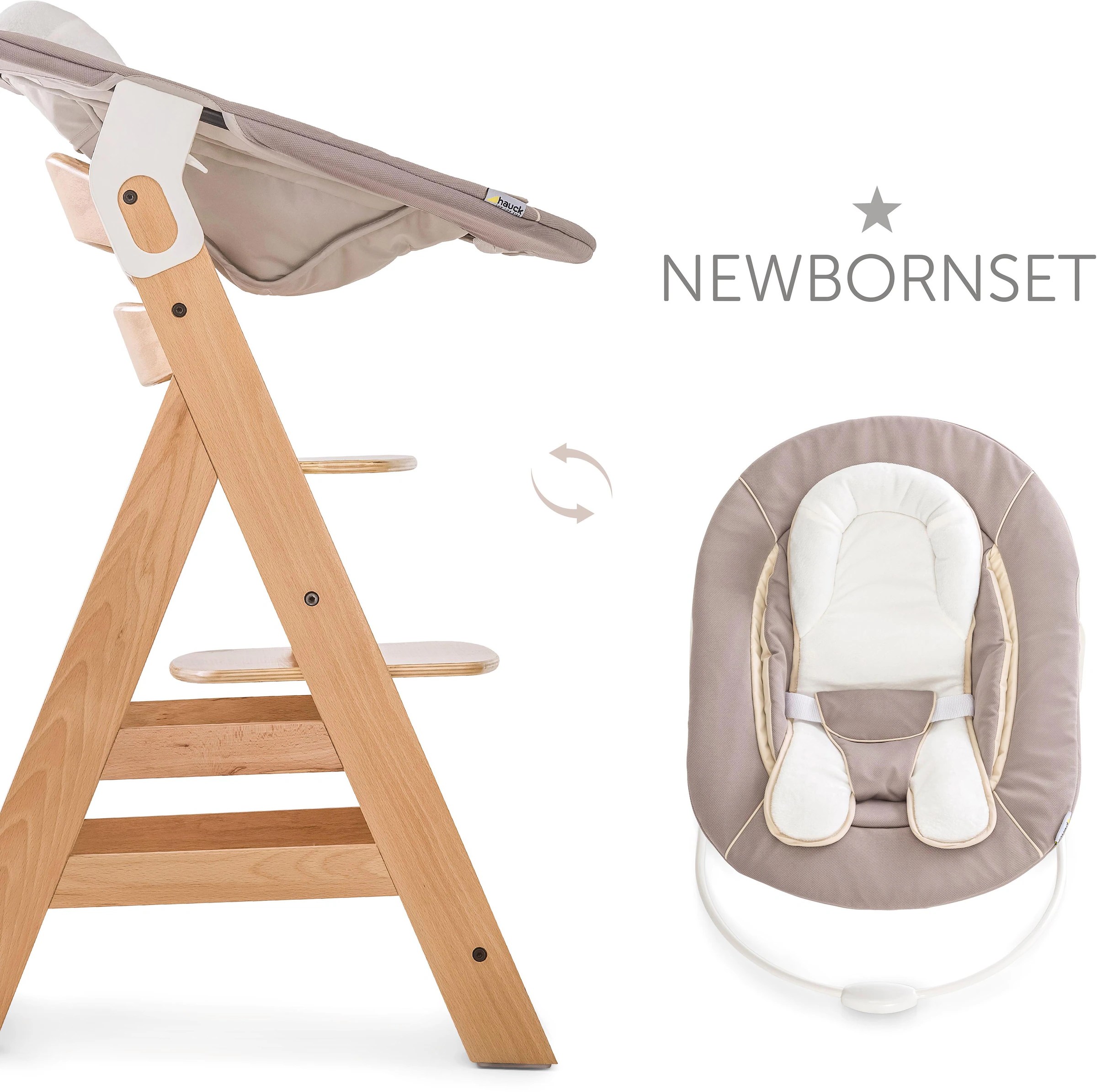 Hauck Hochstuhl »Beta+ Newborn Set 3in1, Nature Stretch