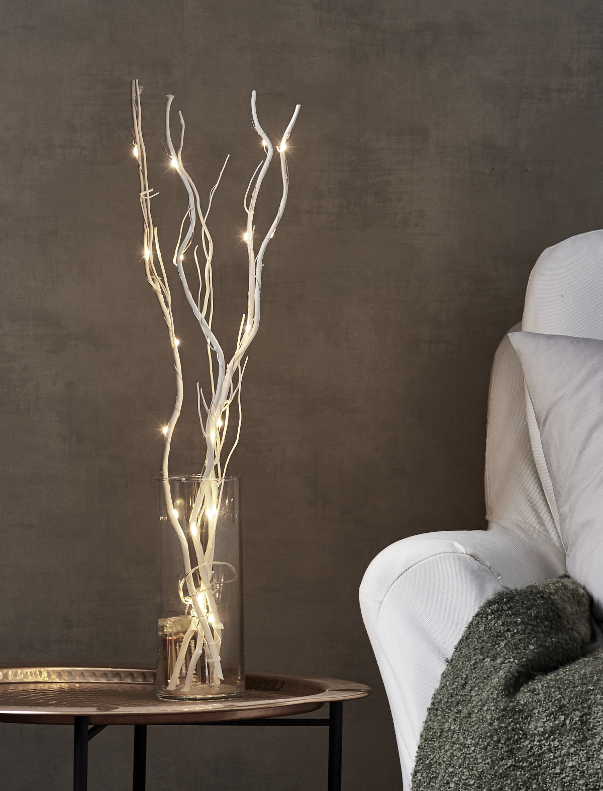 LED Lichterzweige 60cm 24 LEDs Drahtlichterkette mit Batterie Weidenzweige