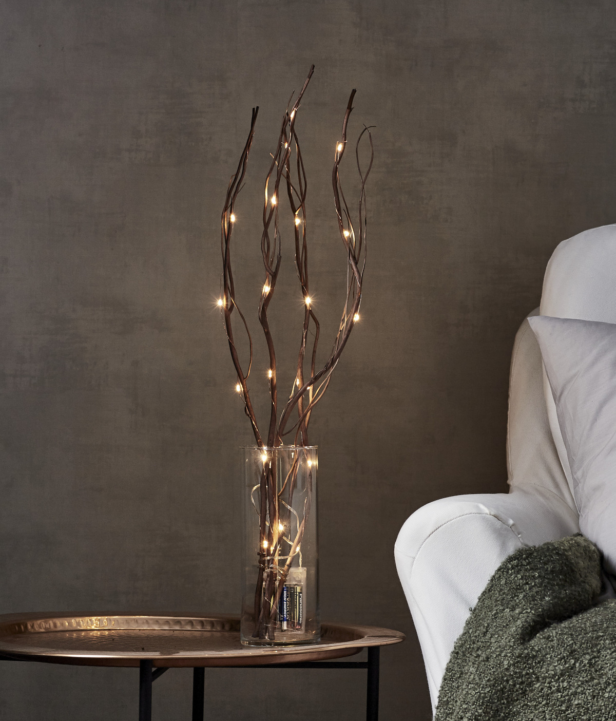 LED Lichterzweige 60cm 24 LEDs Drahtlichterkette mit Batterie Weidenzweige