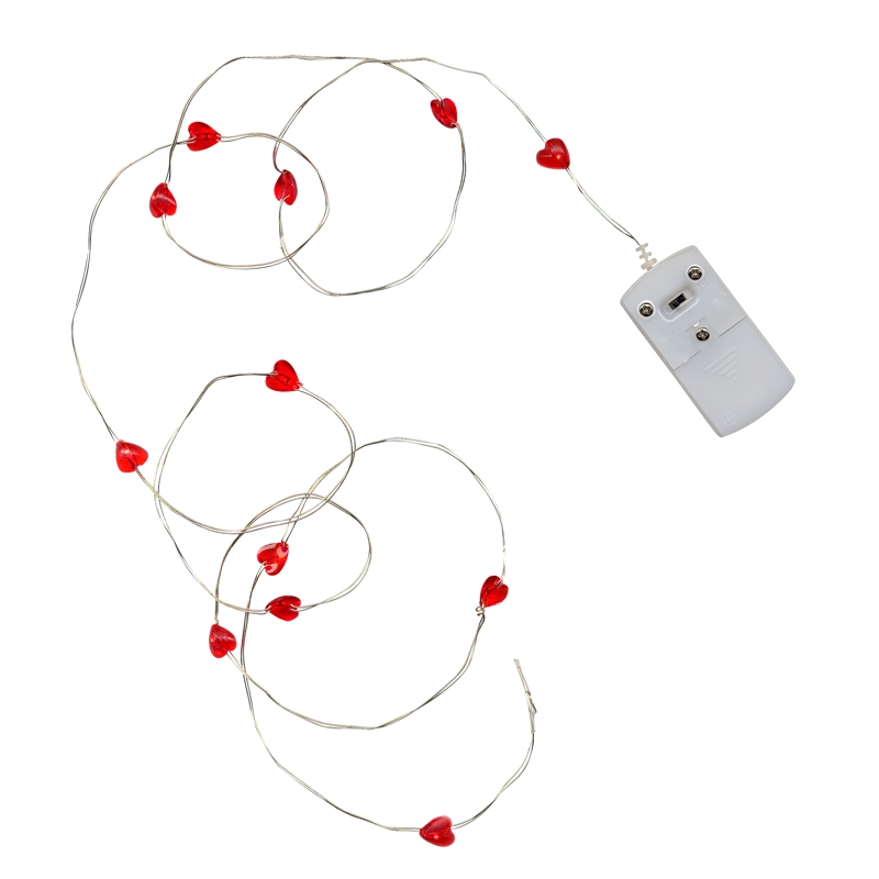 MICRO Led Lichterkette STRING Herz 12 SMDs batteriebetrieben / Draht