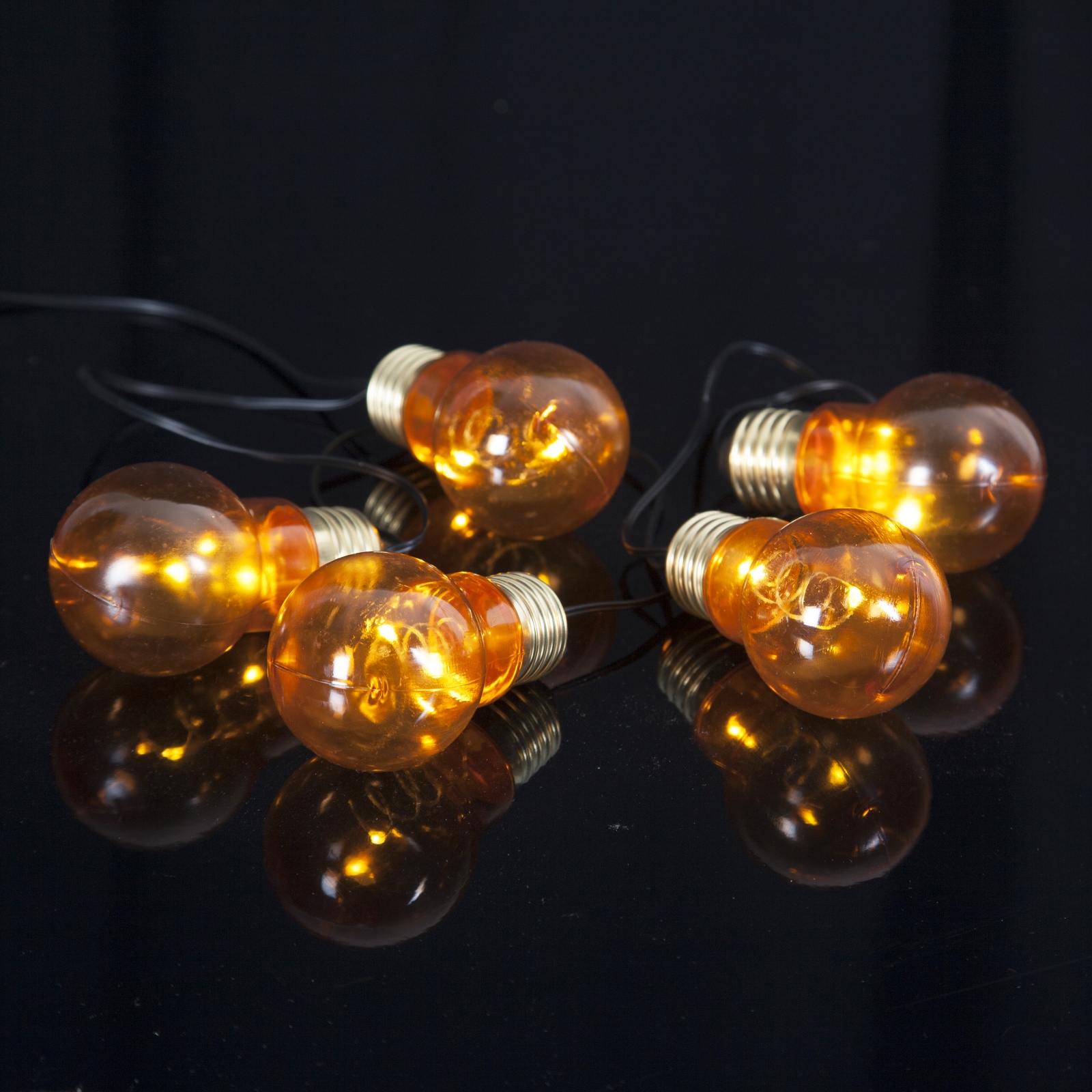 LED Party Lichterkette GLOW amber orange 5 Glühbirnen mit Batterie