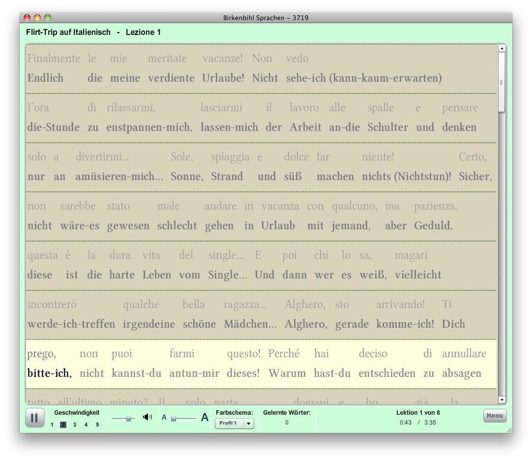 Birkenbihl FlirtTrip 1 Basis Italienisch Version 3719 Macwelt